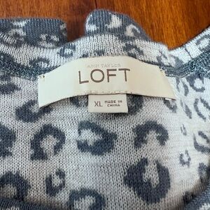 LOFT Gray Leopard Print Sweater